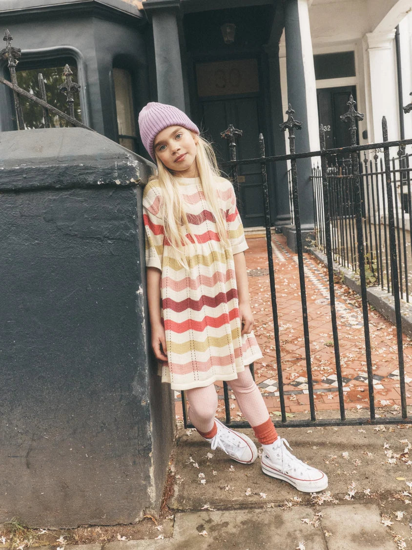 Tea Collection Pointelle Sweater Dress - Wavy Stripe