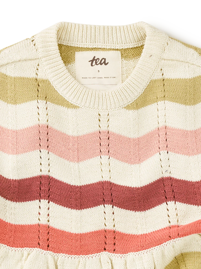 Tea Collection Pointelle Sweater Dress - Wavy Stripe