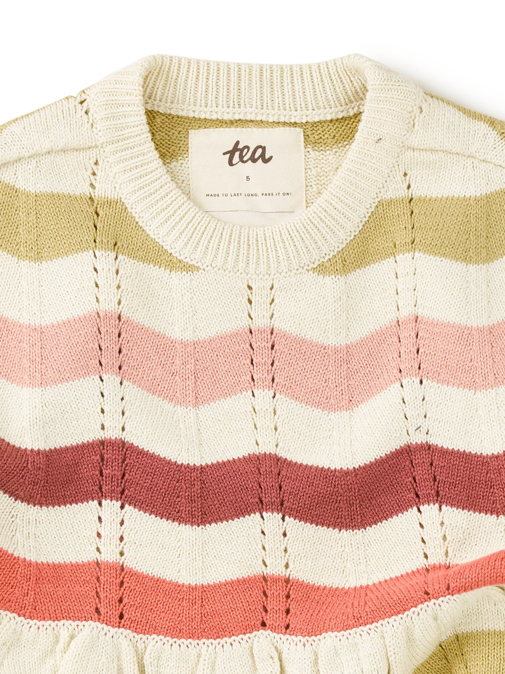 Tea Collection Pointelle Sweater Dress - Wavy Stripe