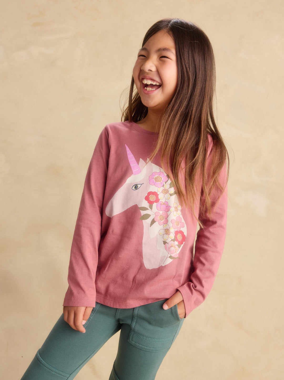 Tea Collection Floral Unicorn Graphic Tee - Orchid Mauve