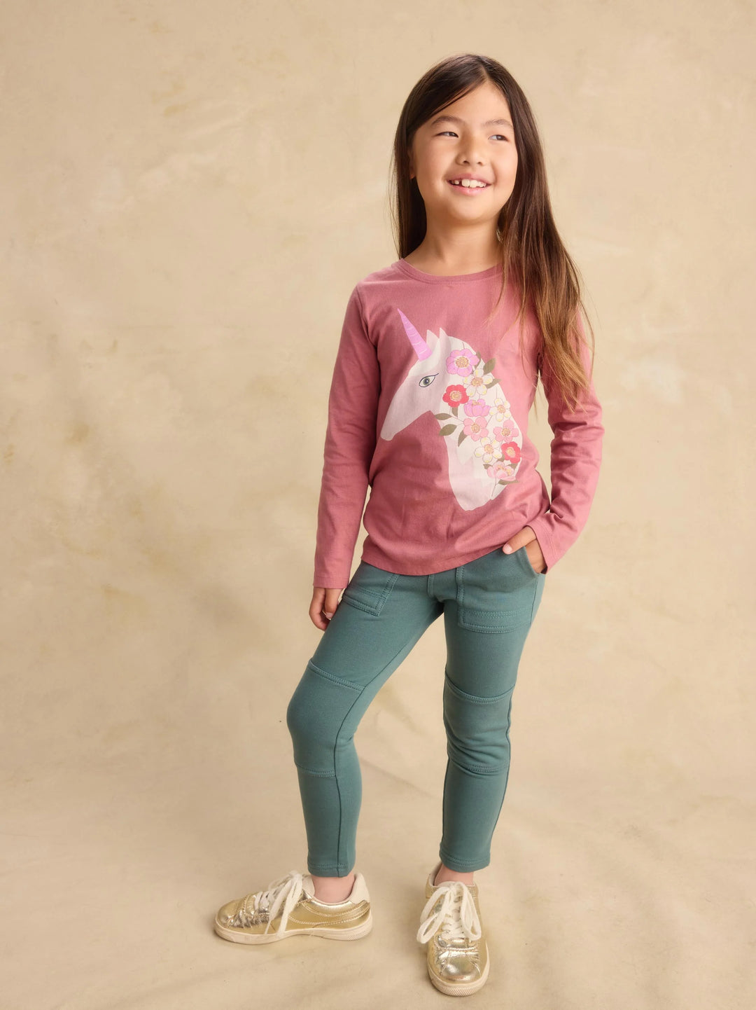 Tea Collection Floral Unicorn Graphic Tee - Orchid Mauve