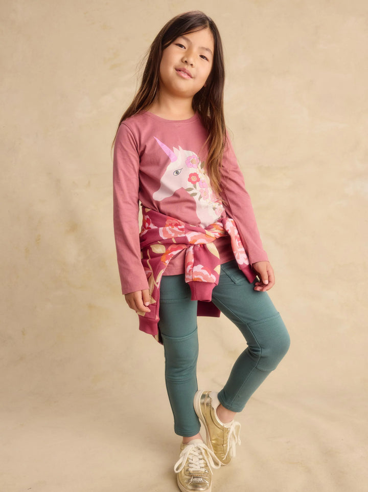 Tea Collection Floral Unicorn Graphic Tee - Orchid Mauve