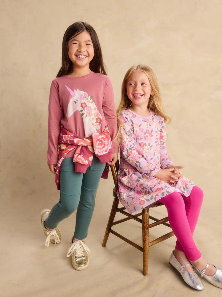 Tea Collection Floral Unicorn Graphic Tee - Orchid Mauve