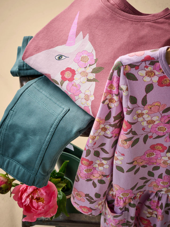 Tea Collection Floral Unicorn Graphic Tee - Orchid Mauve