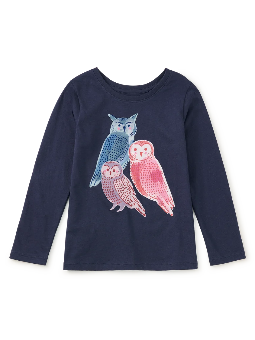 Tea Collection Woodland Owls Graphic Tee - Indigo