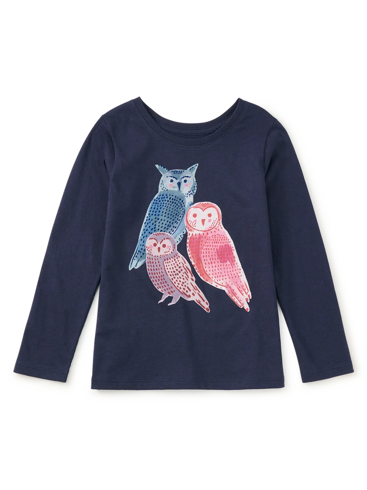 Tea Collection Woodland Owls Graphic Tee - Indigo