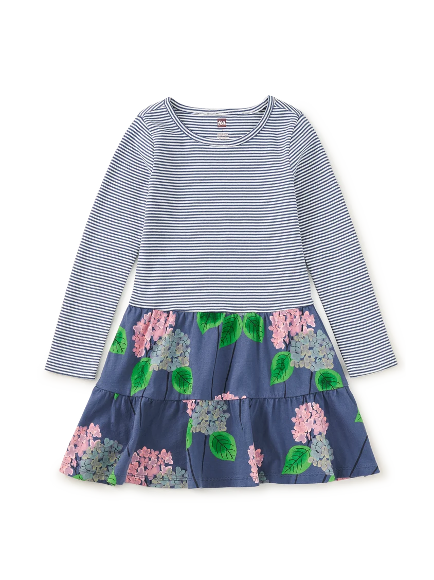 Tea Collection Tiered Skirted Twirl Dress - Cornwall Hydrangeas