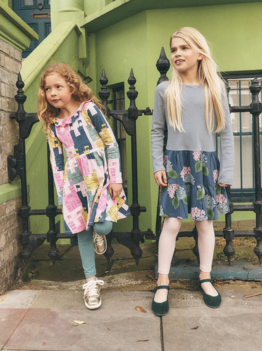Tea Collection Tiered Skirted Twirl Dress - Cornwall Hydrangeas