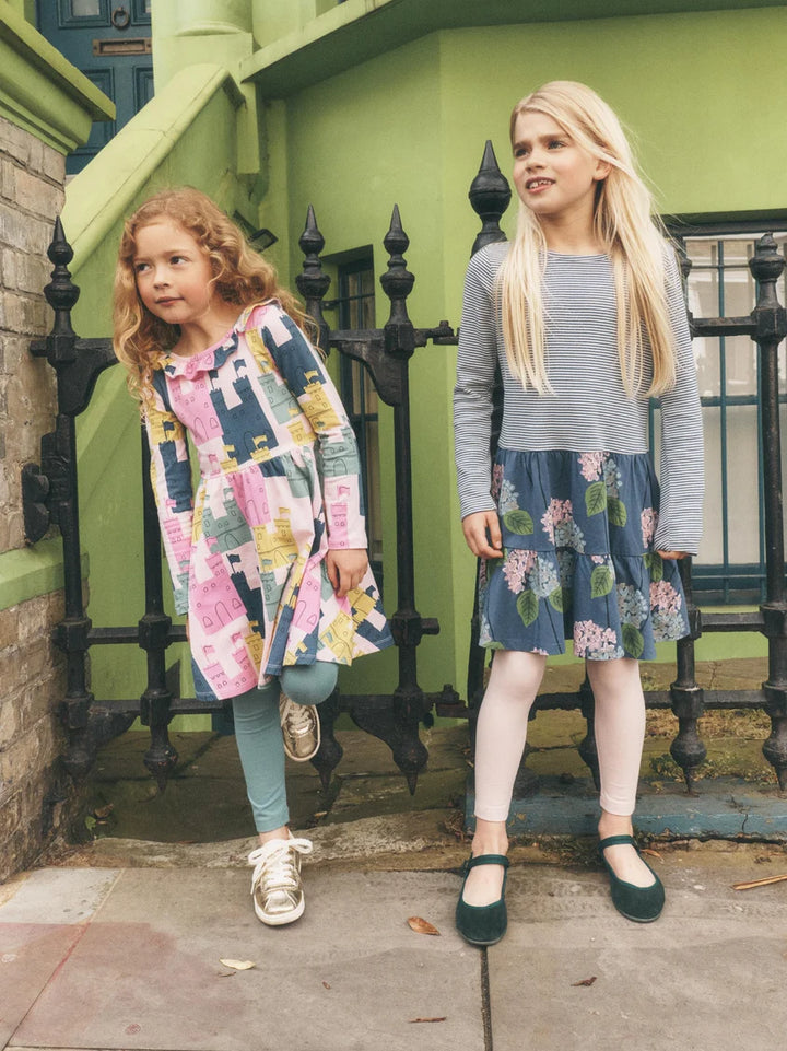 Tea Collection Tiered Skirted Twirl Dress - Cornwall Hydrangeas
