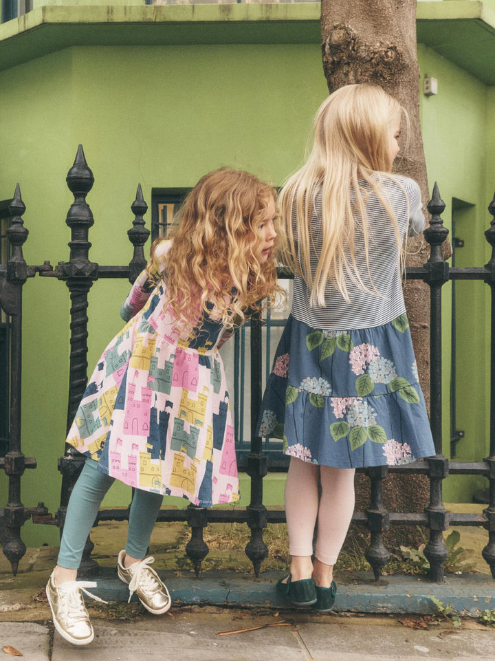 Tea Collection Tiered Skirted Twirl Dress - Cornwall Hydrangeas