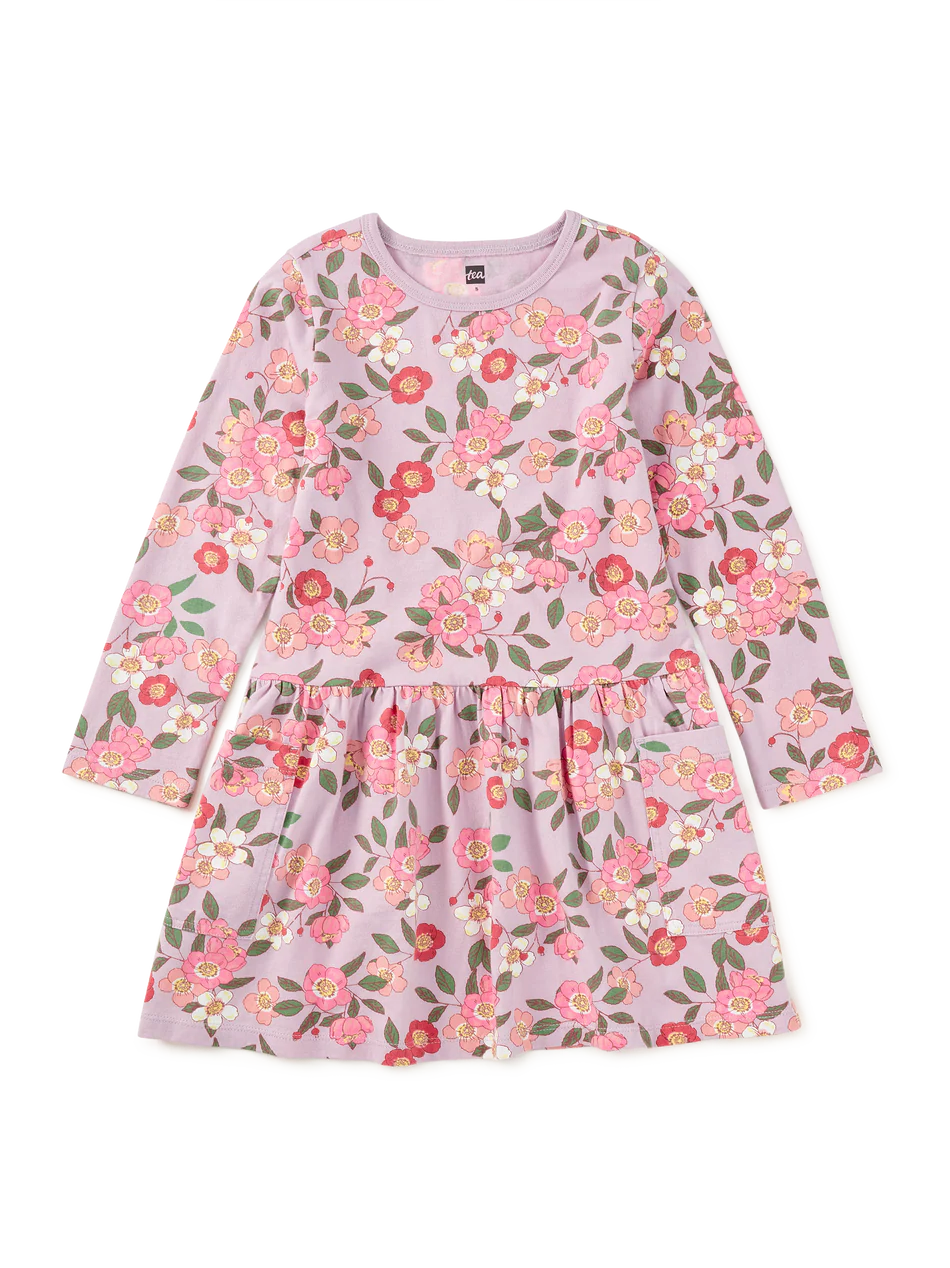 Tea Collection Long Sleeve Pocket Dress - Rosa Canina