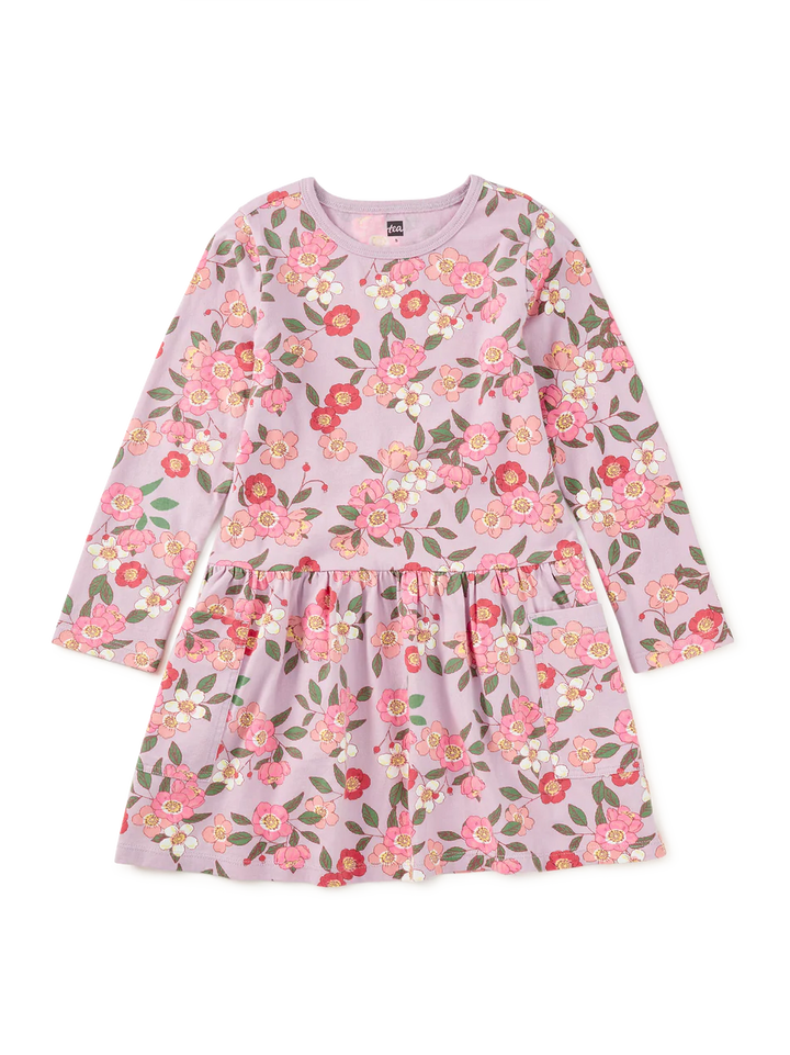 Tea Collection Long Sleeve Pocket Dress - Rosa Canina