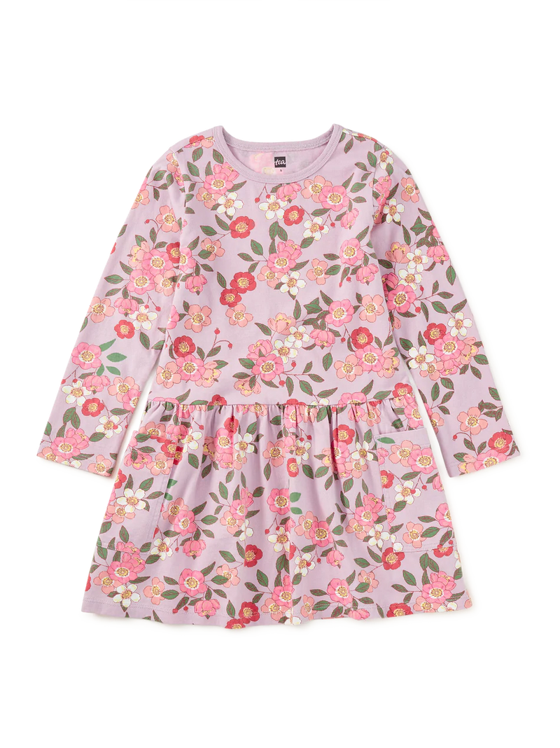 Tea Collection Long Sleeve Pocket Dress - Rosa Canina