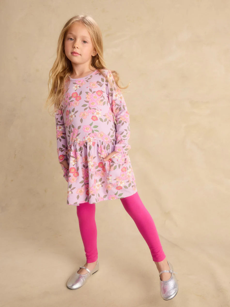 Tea Collection Long Sleeve Pocket Dress - Rosa Canina