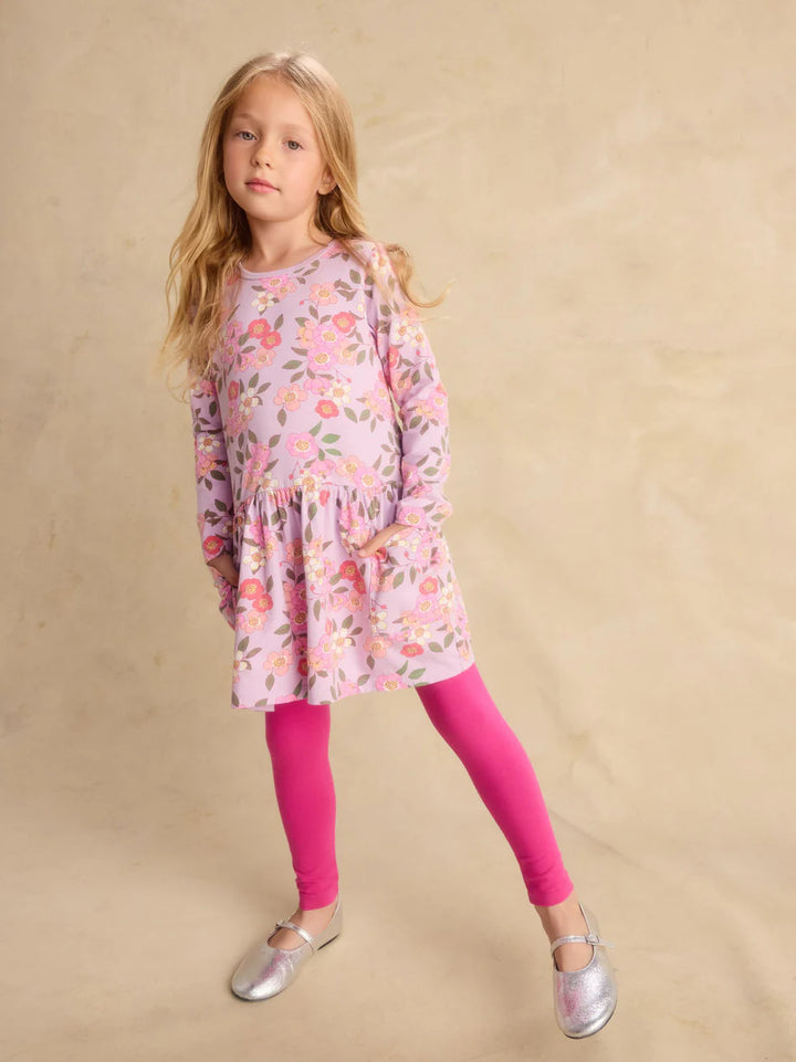 Tea Collection Long Sleeve Pocket Dress - Rosa Canina