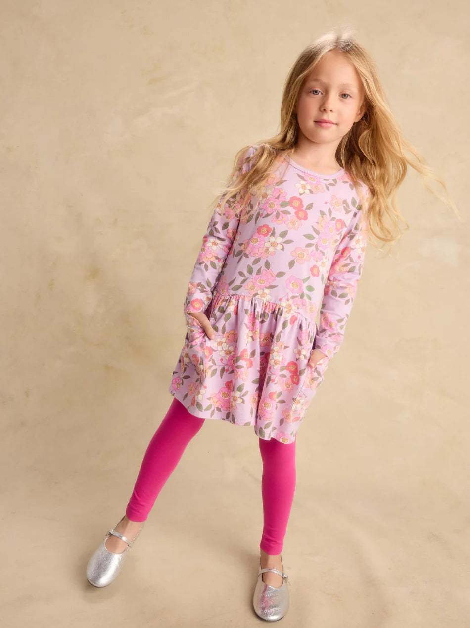 Tea Collection Long Sleeve Pocket Dress - Rosa Canina