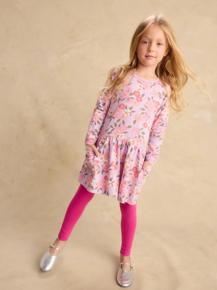 Tea Collection Long Sleeve Pocket Dress - Rosa Canina