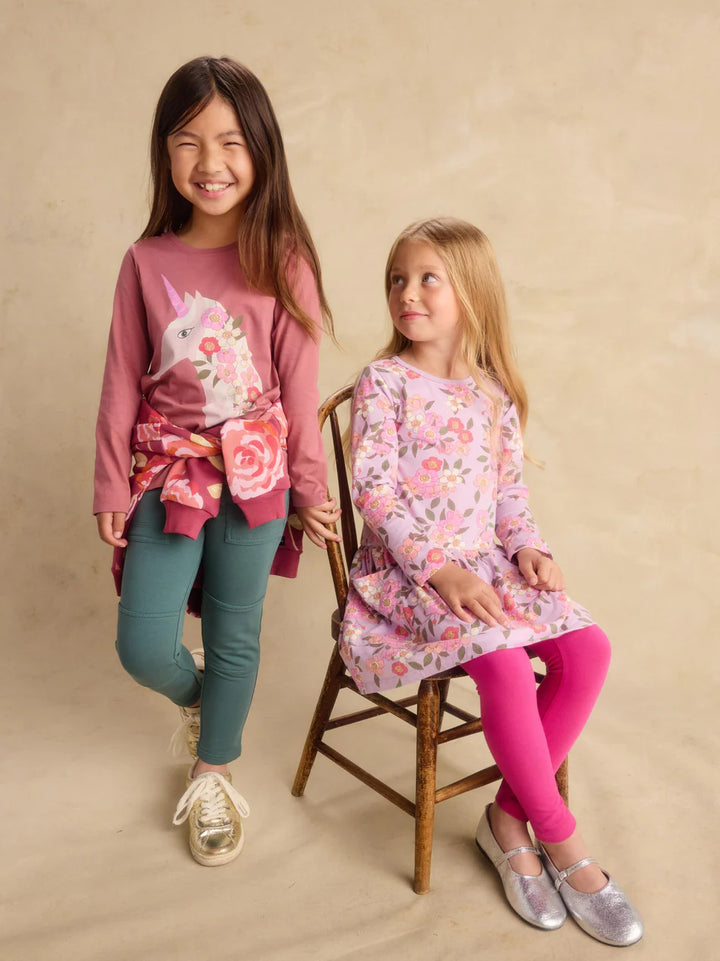 Tea Collection Long Sleeve Pocket Dress - Rosa Canina