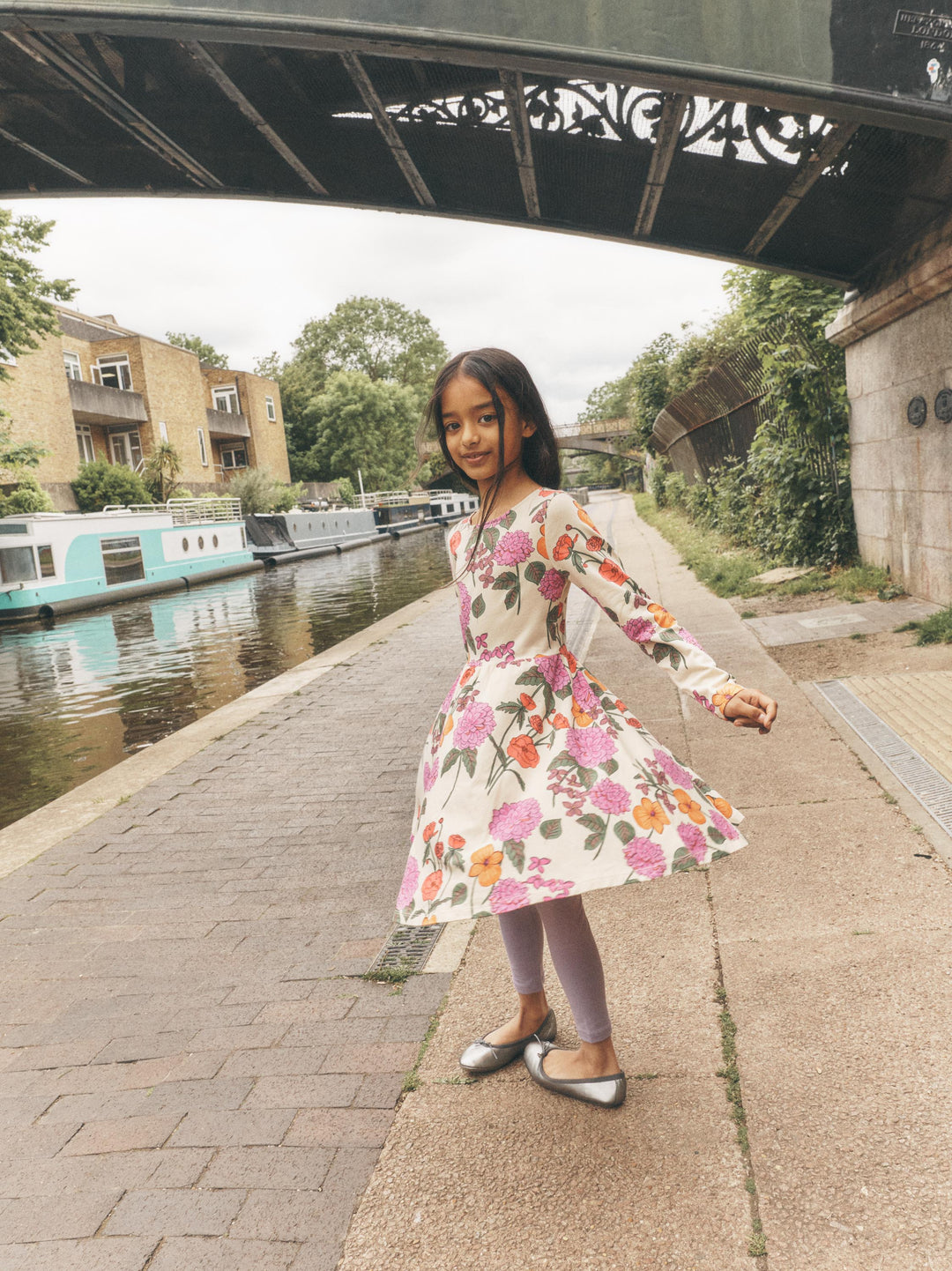 Tea Collection Printed Ballet Dress - English Dahlia