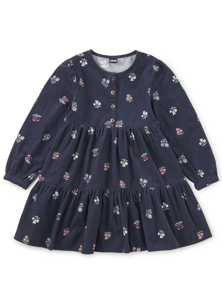 Tea Collection Corduroy Henley Shirtdress - Midnight Posy