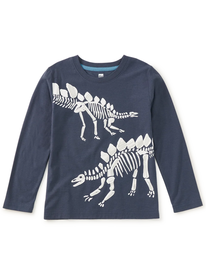 Tea Collection Fossil Stegosaurus Graphic Tee - Blue Ombre