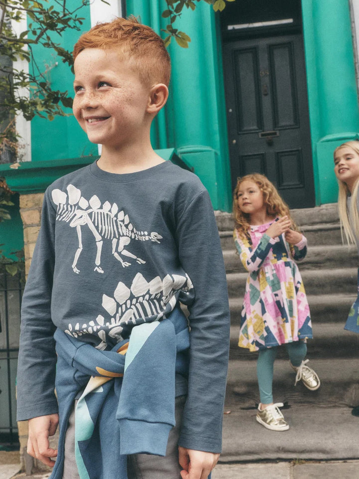 Tea Collection Fossil Stegosaurus Graphic Tee - Blue Ombre