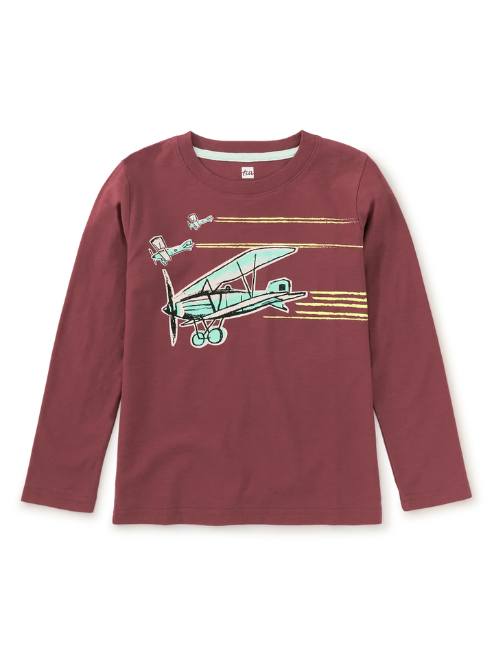 Tea Collection Airplane Trio Graphic Tee - Sangria
