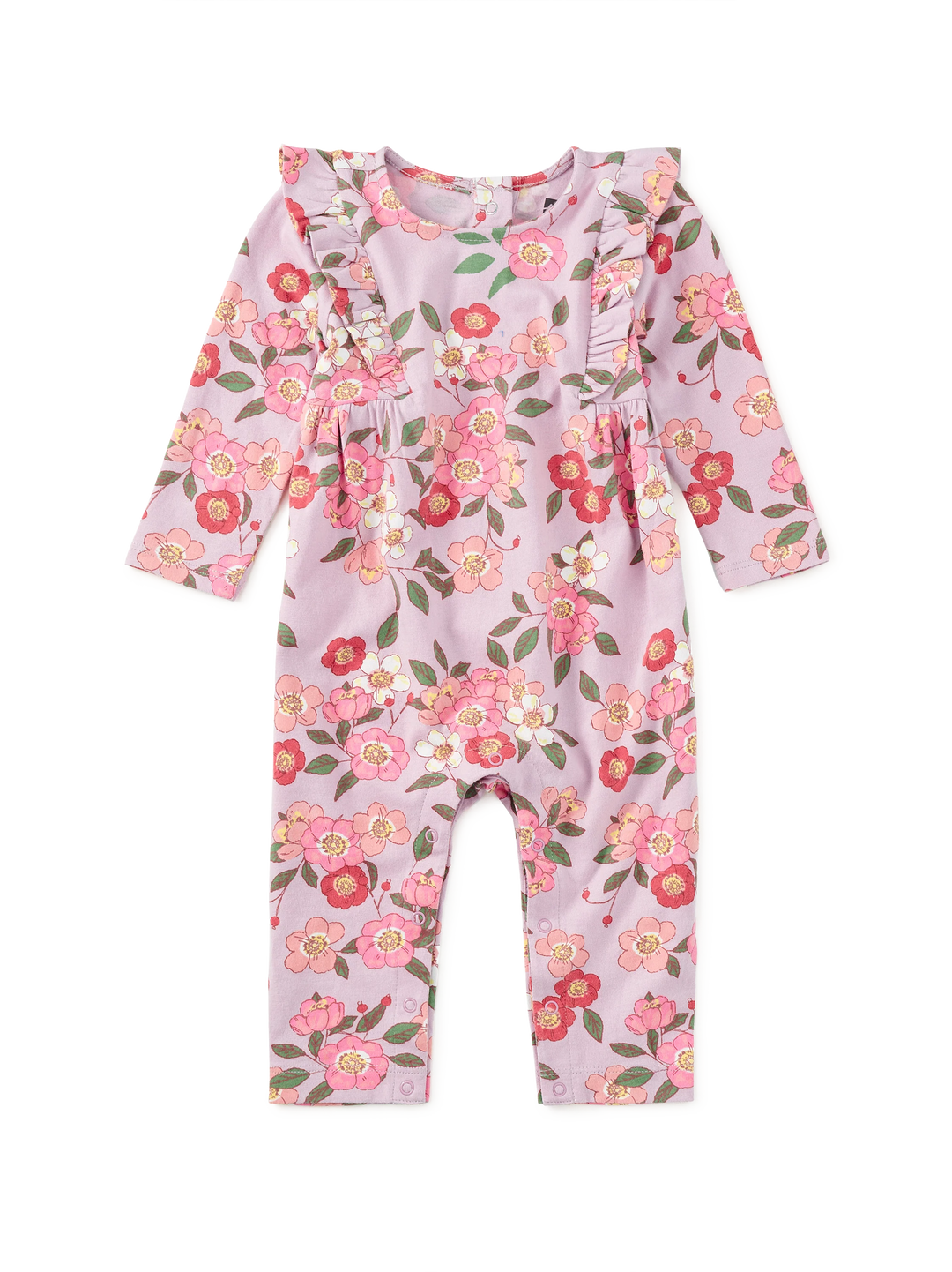 Tea Collection Ruffle Shoulder Baby Romper - Rosa Canina
