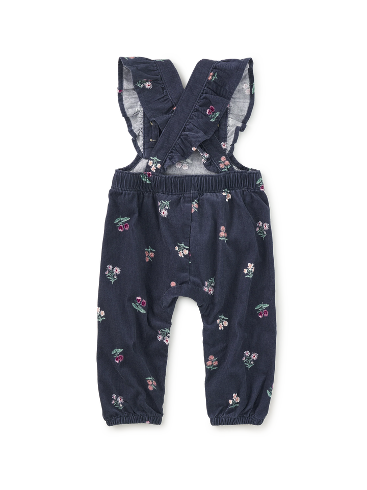 Tea Collection Corduroy Ruffle Baby Overalls - Midnight Posy