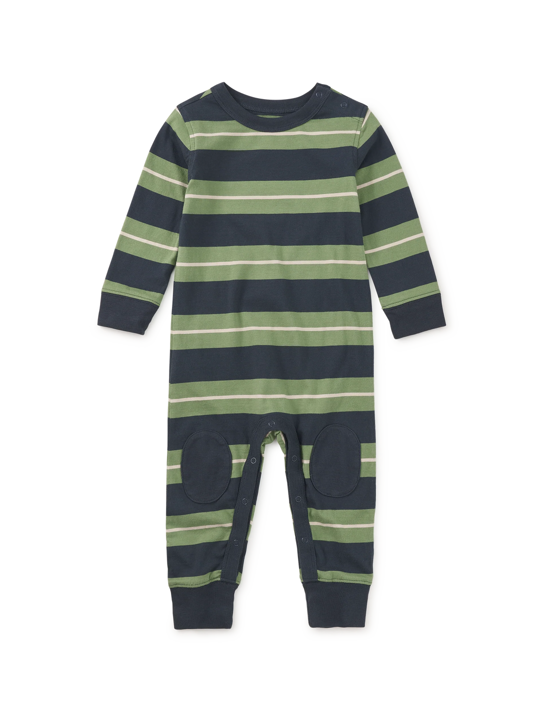 Tea Collection Stripe Knee Patch Baby Romper - Indigo