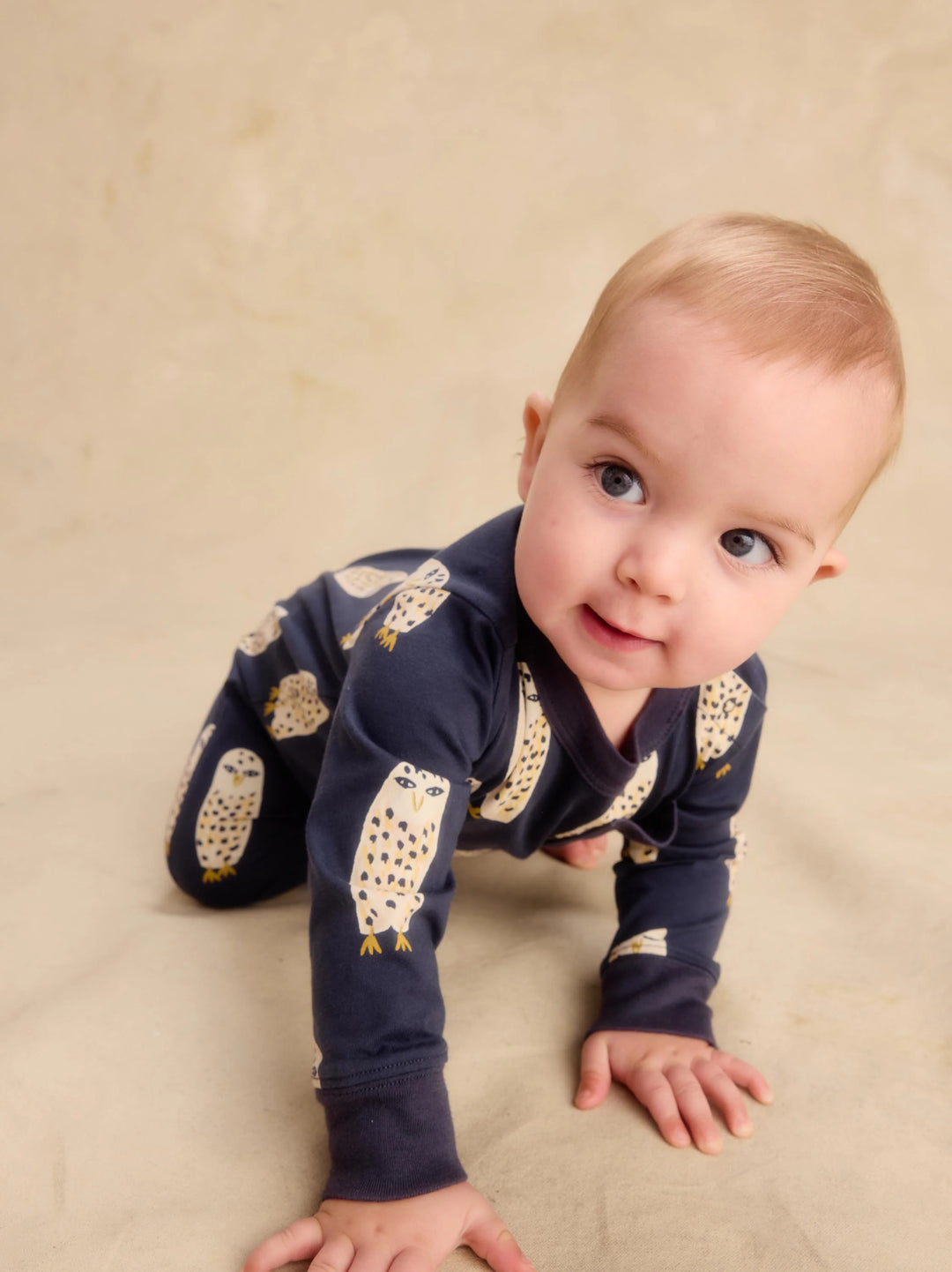 Tea Collection Long Sleeve Pocket Romper - Snowy Owl
