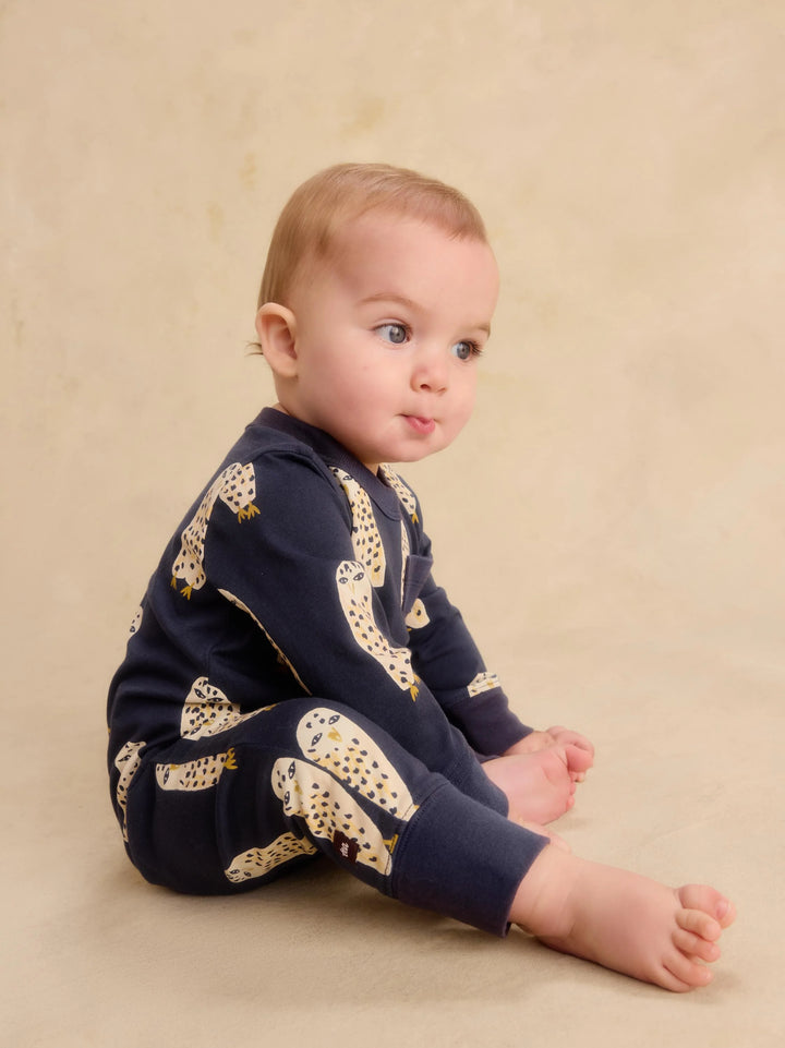 Tea Collection Long Sleeve Pocket Romper - Snowy Owl