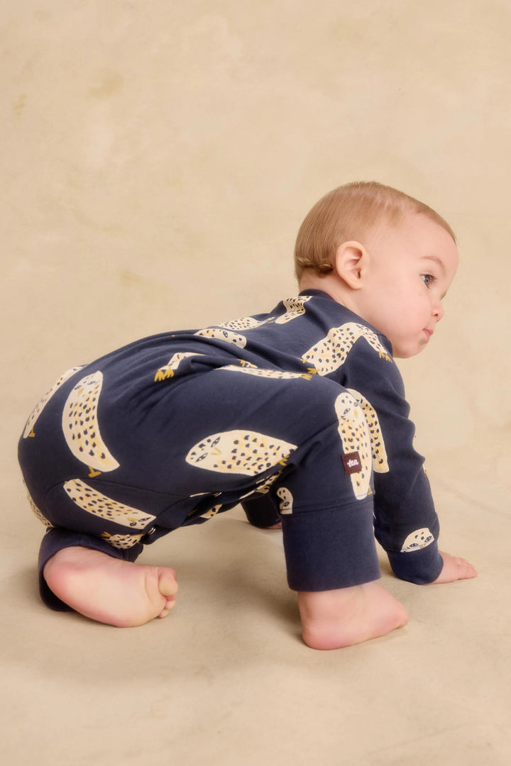 Tea Collection Long Sleeve Pocket Romper - Snowy Owl