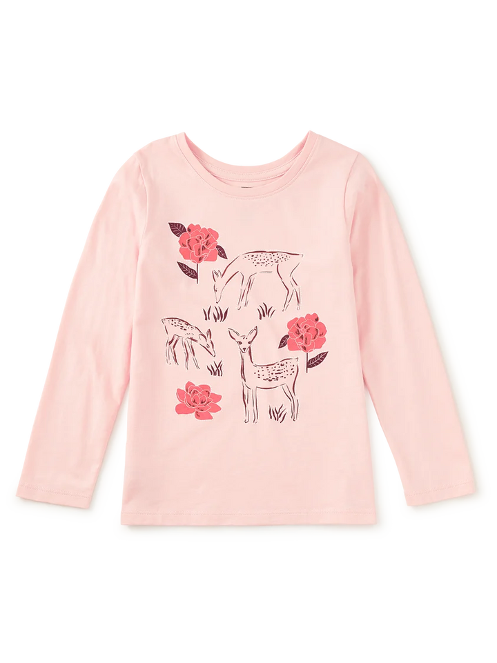 Tea Collection Deer & Rose Graphic Tee - Apple Blossom