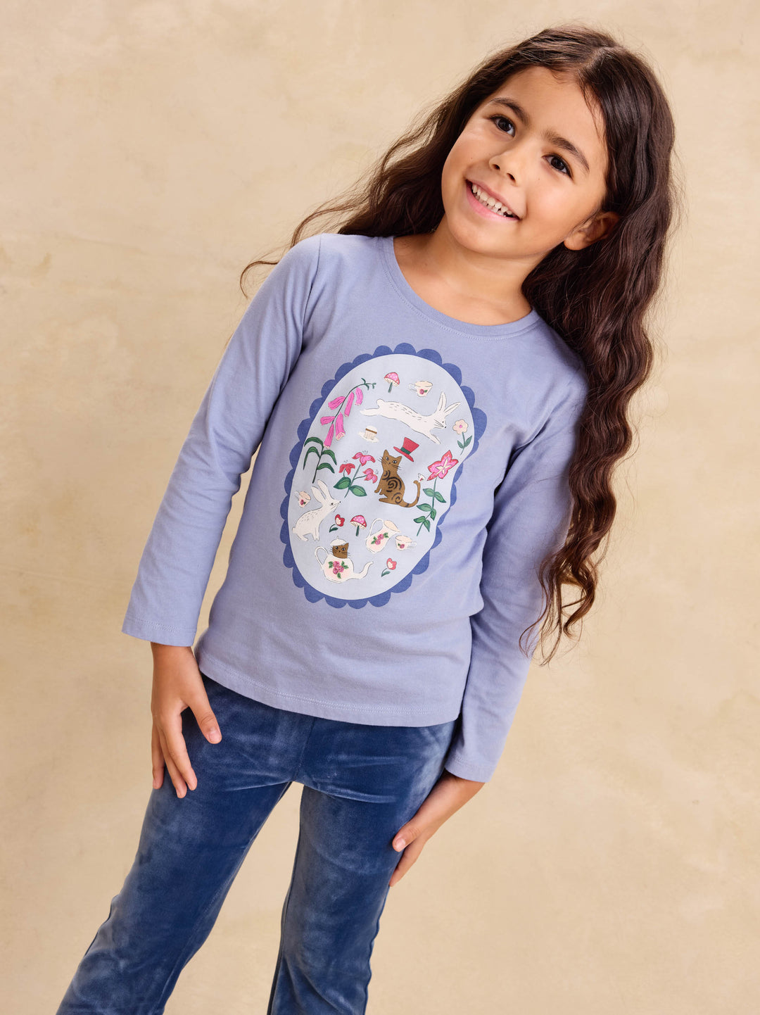 Tea Collection Tea Party Vingette Graphic Tee - Seal Grey