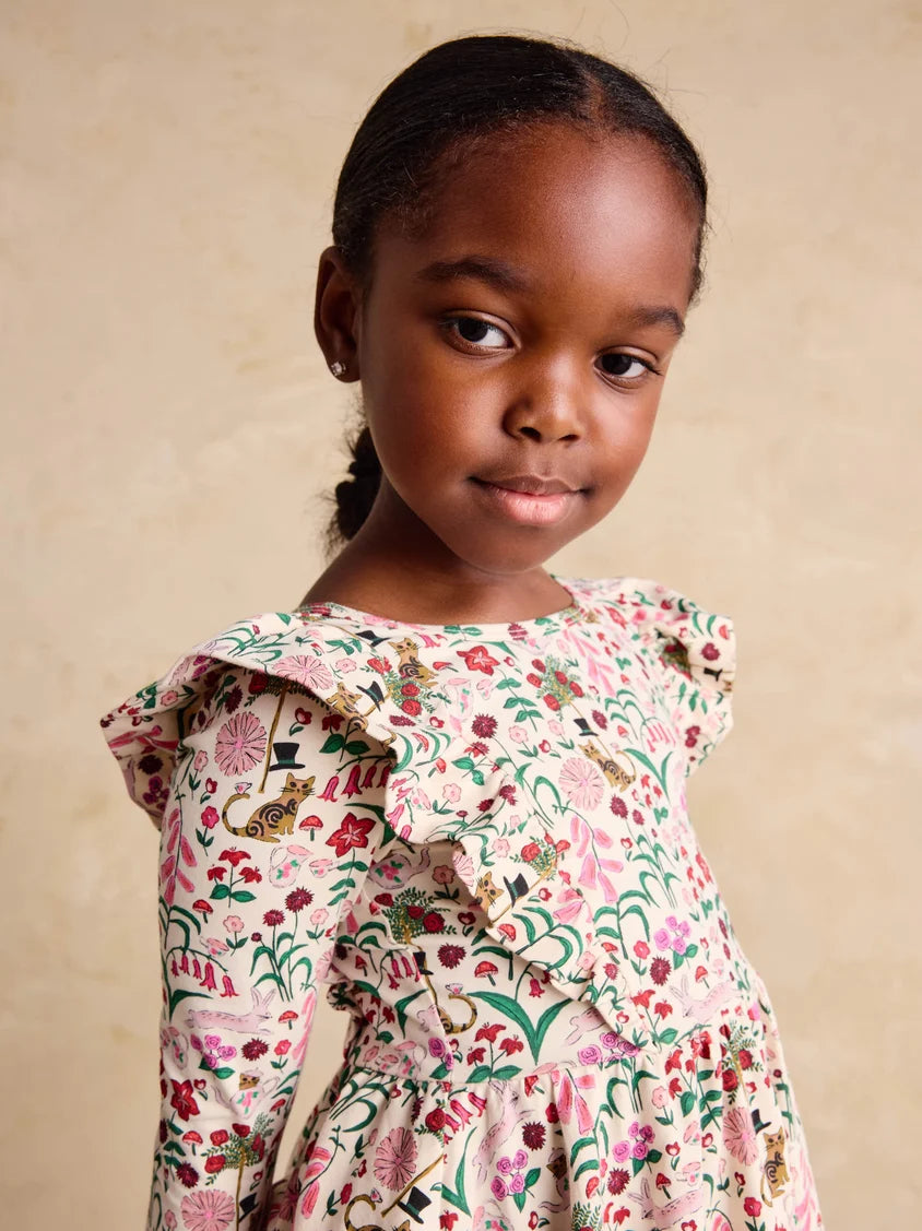 Tea Collection Ruffle Shoulder Ballet Dress - Tea Party Floral