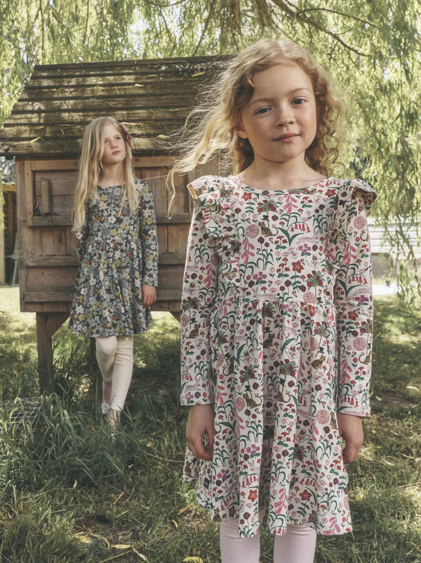 Tea Collection Ruffle Shoulder Ballet Dress - Tea Party Floral