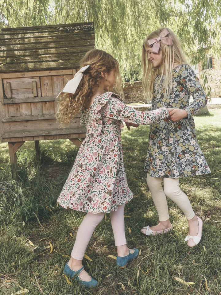 Tea Collection Ruffle Shoulder Ballet Dress - Tea Party Floral