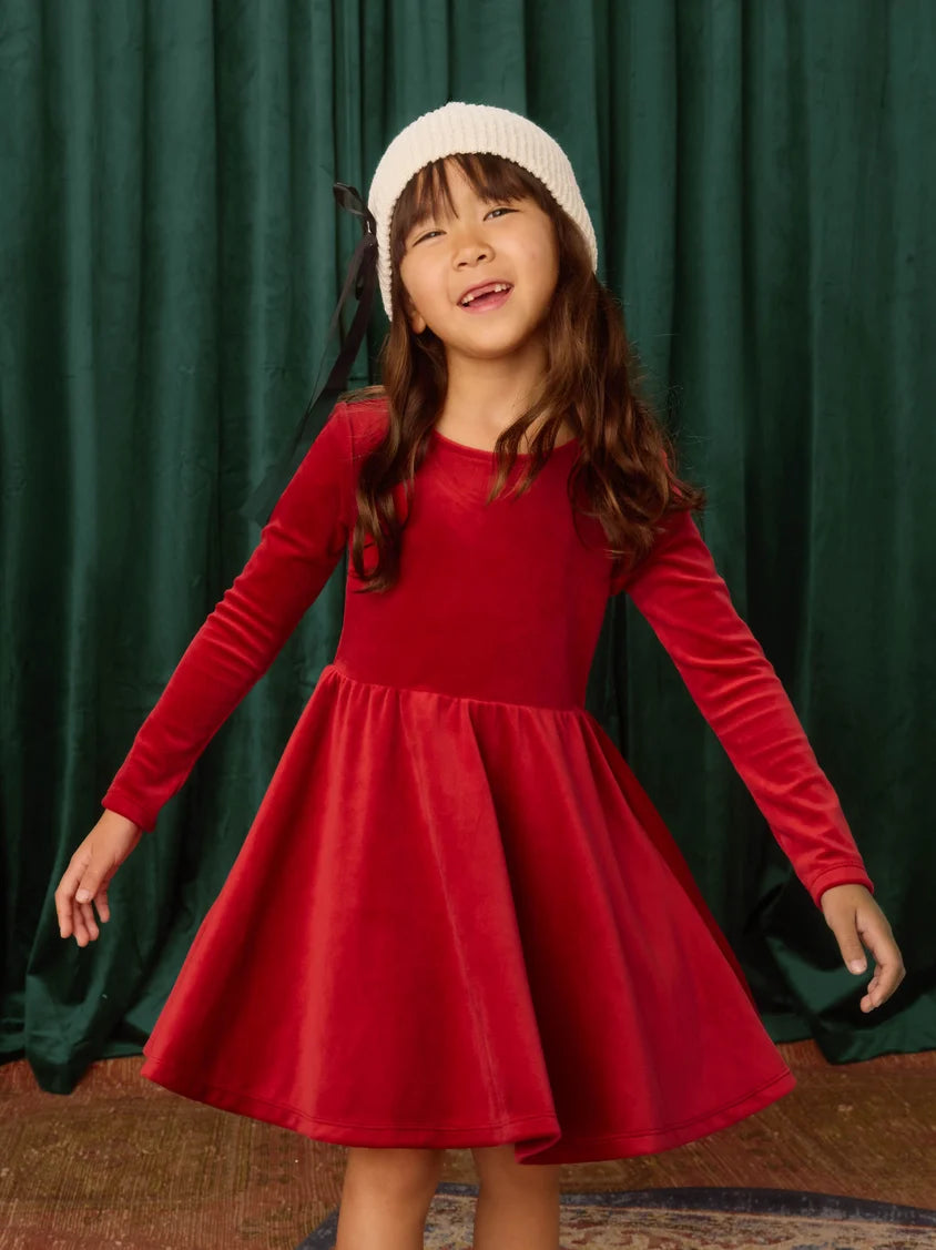 Tea Collection Velour Ballet Dress - Red Wagon