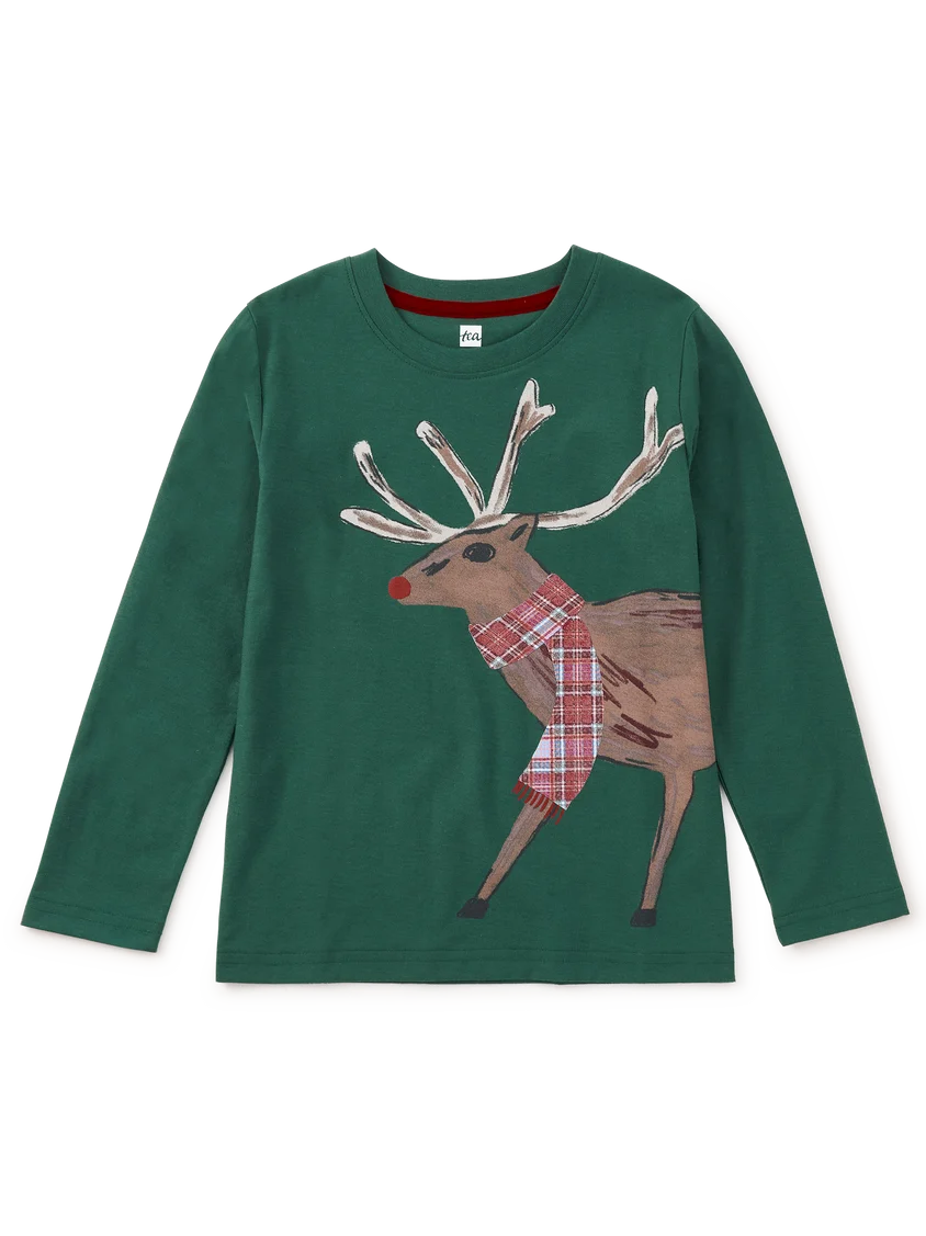 Tea Collection Holiday Deer Graphic Tee - Pineneedle