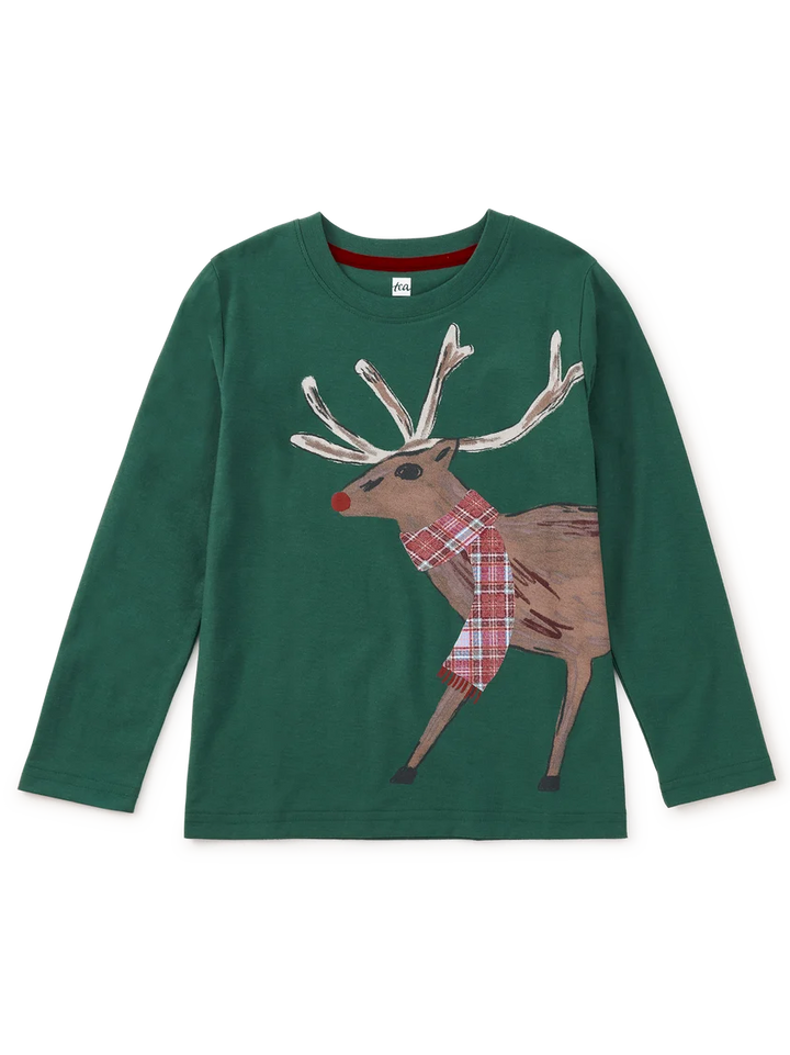 Tea Collection Holiday Deer Graphic Tee - Pineneedle