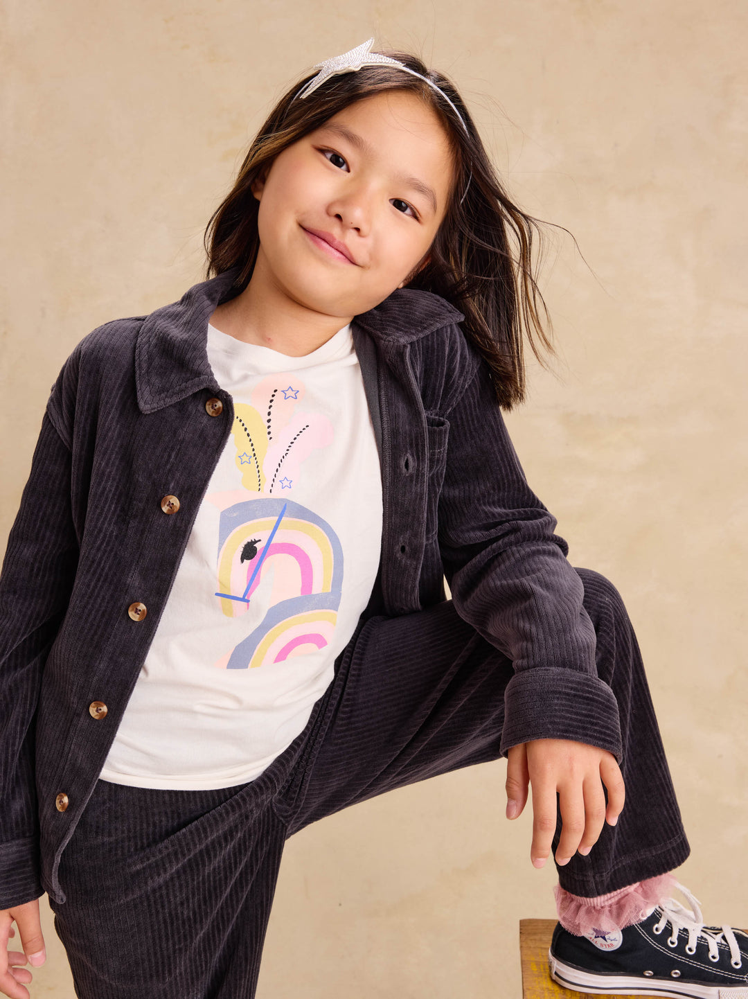 Tea Collection Corded Velour Shacket - Pepper