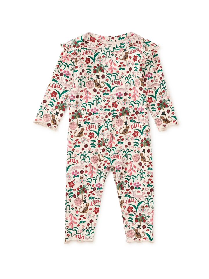 Tea Collection Ruffle Shoulder Baby Romper - Tea Party Floral