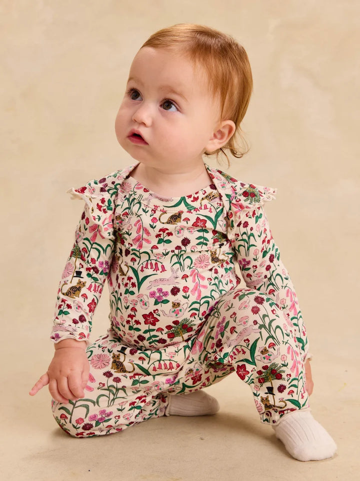 Tea Collection Ruffle Shoulder Baby Romper - Tea Party Floral