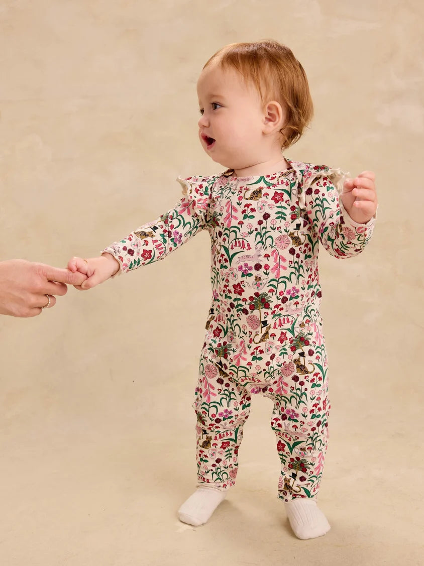 Tea Collection Ruffle Shoulder Baby Romper - Tea Party Floral