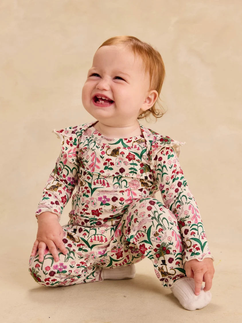 Tea Collection Ruffle Shoulder Baby Romper - Tea Party Floral