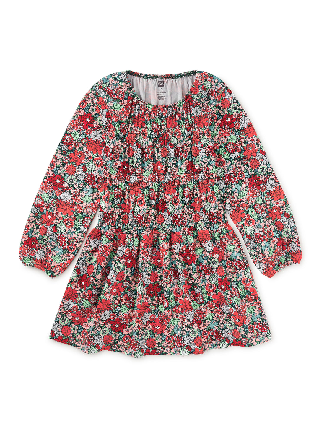 Tea Collection Smocked Blouson Dress - Suzhou Garden Floral