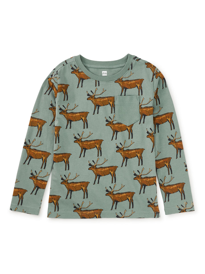 Tea Collection Painted Deer Pocket Tee
