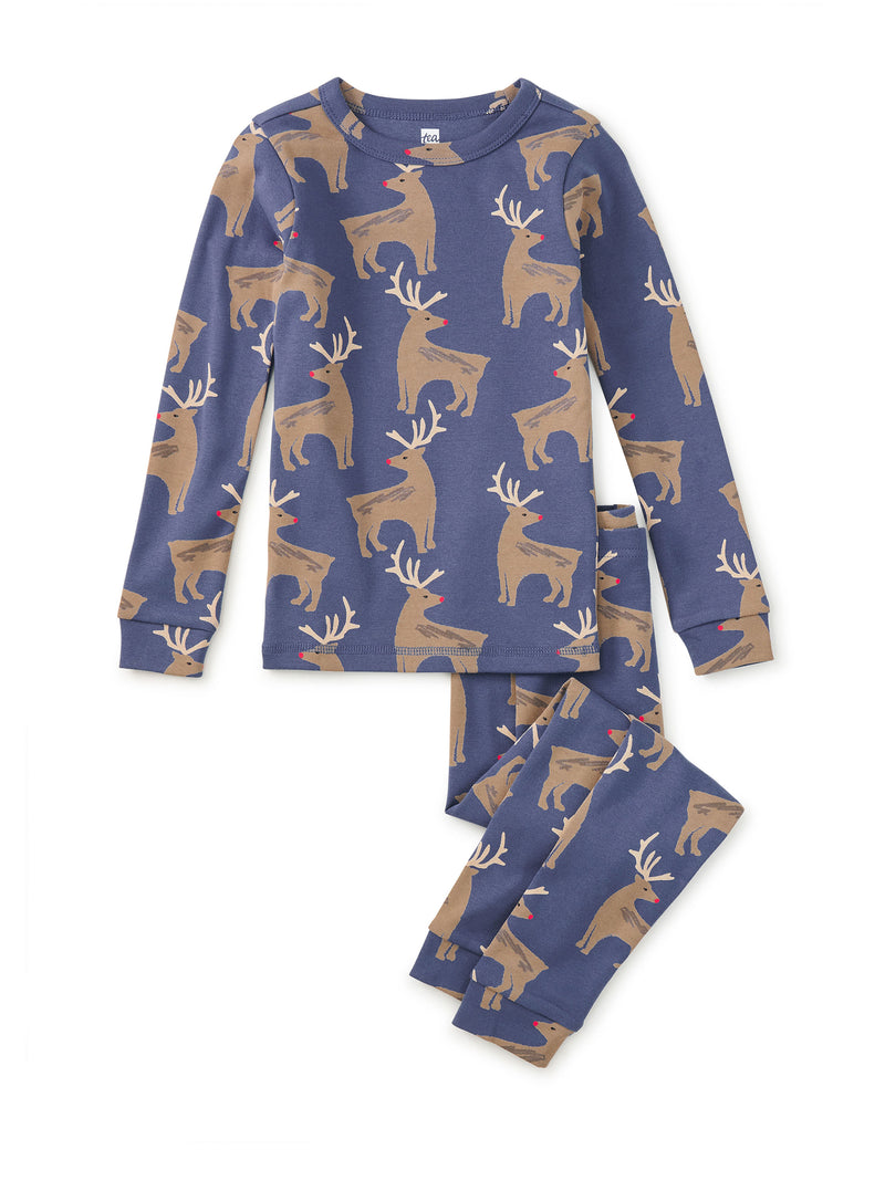 Tea Collection Goodnight Pajama Set - Red Nose Reindeer