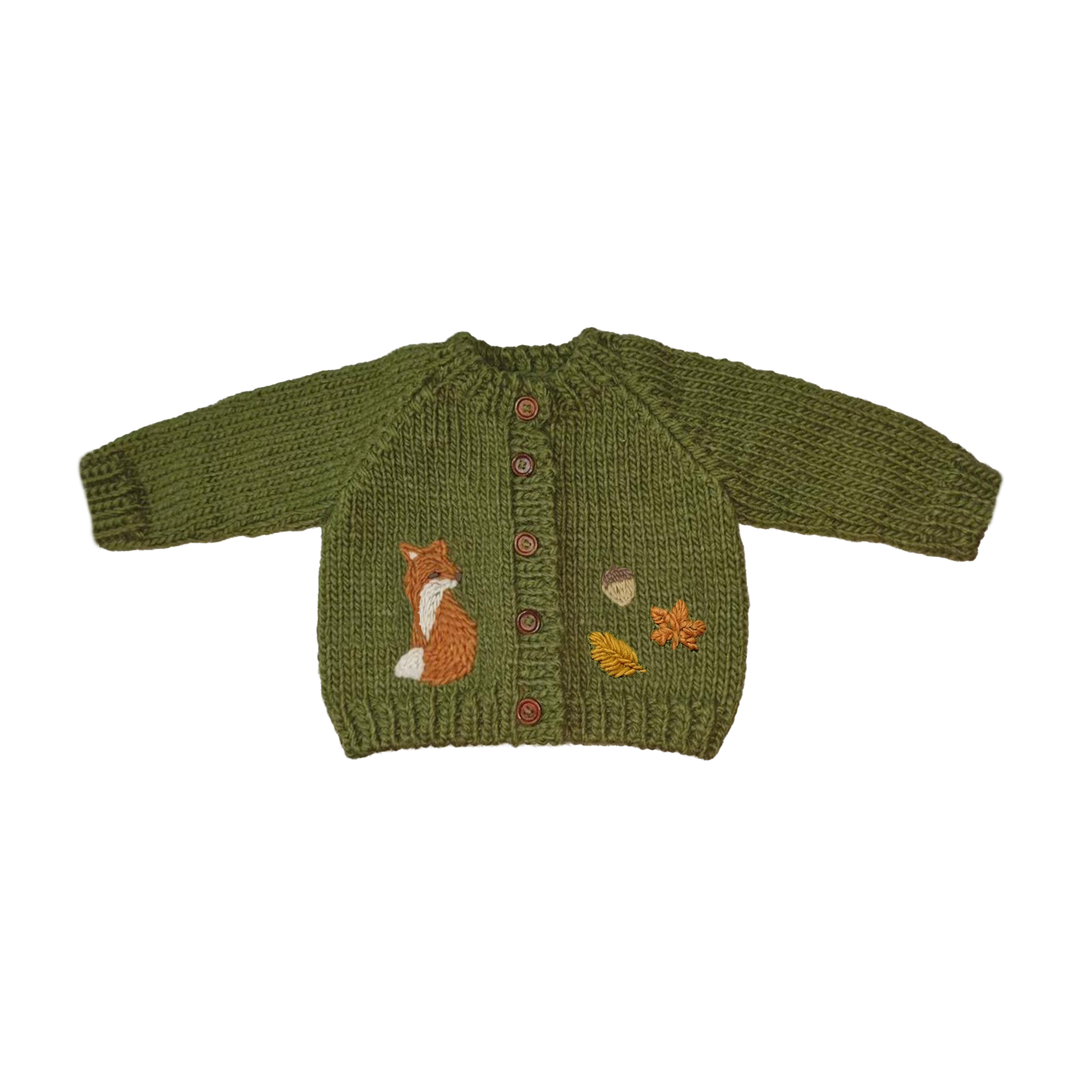 The Blueberry Hill Fox Cardigan - Woodland